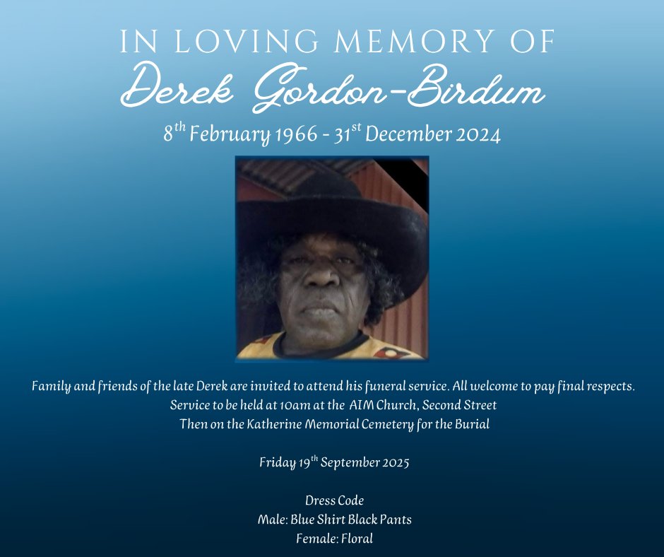 Derek Gordon Funeral Notice Photo