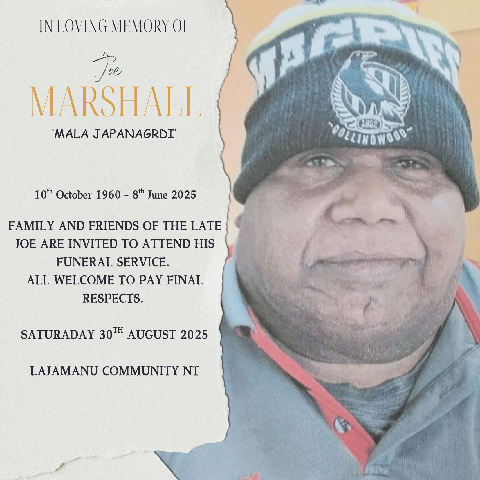 Joe Marshall Funeral Notice Photo