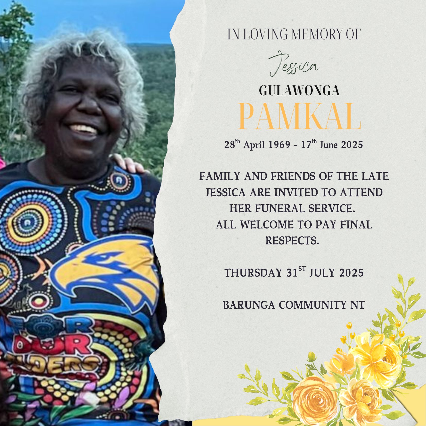 Jessica Pamkal Funeral Notice Photo