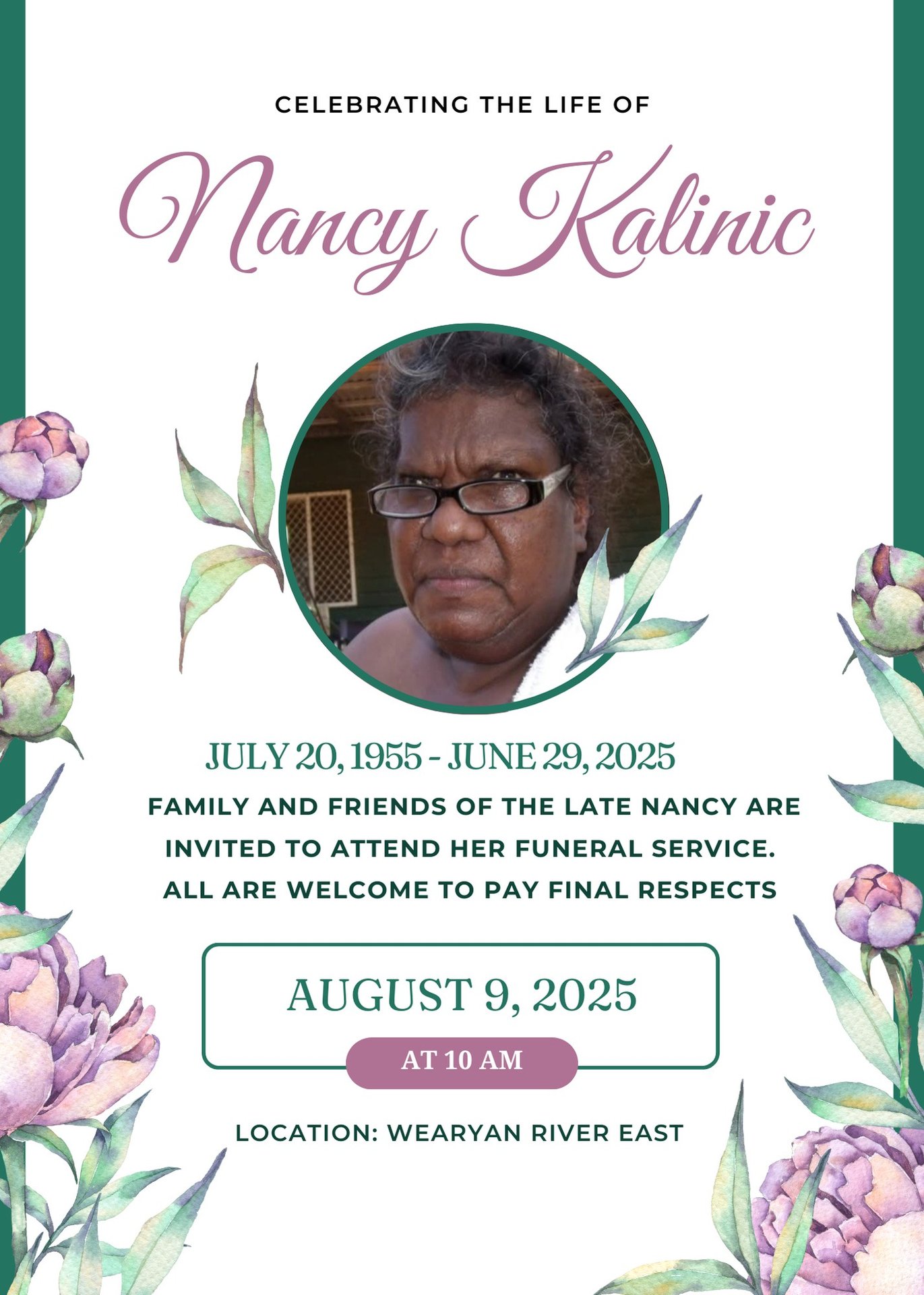 Nancy Kalinic Funeral Notice Photo
