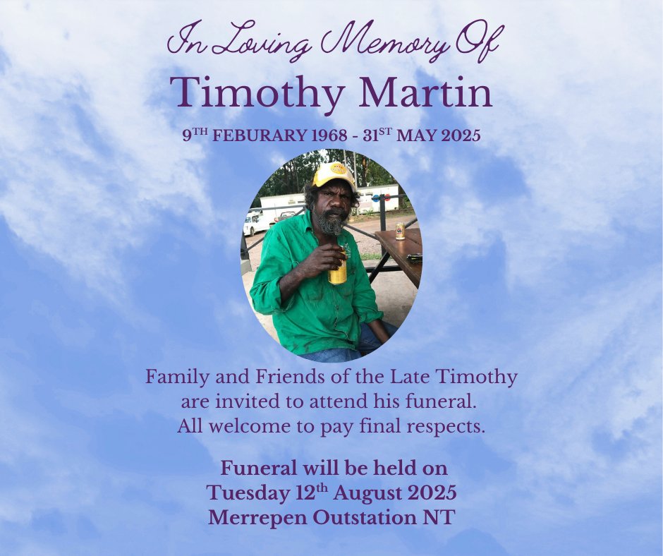 Timothy Martin Funeral Notice Photo