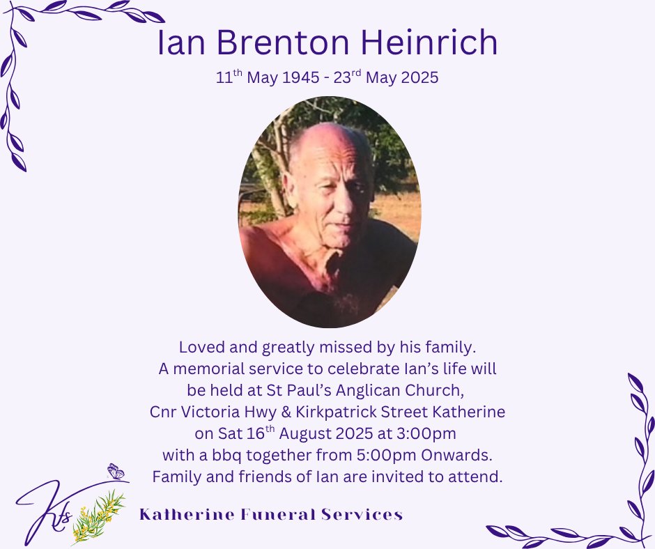 Ian Heinrich Funeral Notice Photo