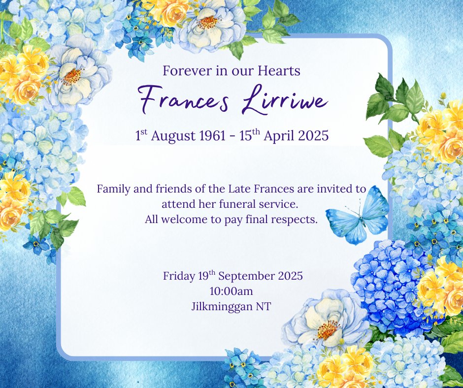 Frances Lirriwe Funeral Notice Photo