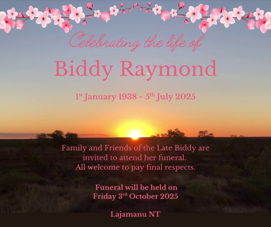 Biddy Raymond Funeral Notice Photo