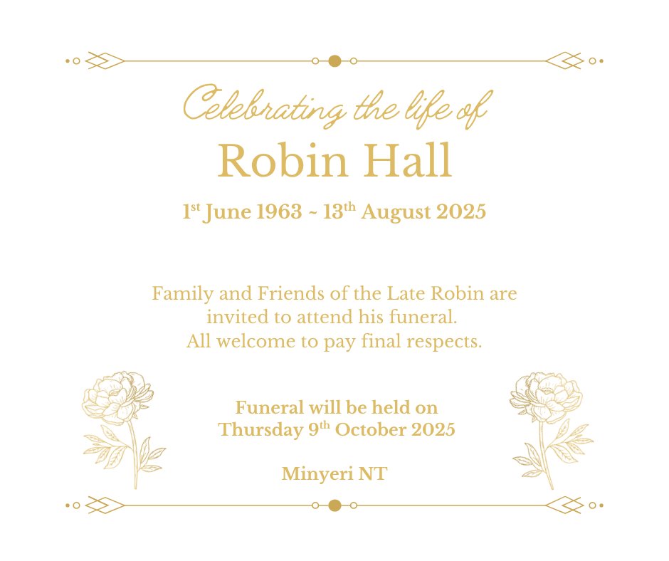 Robin Hall Funeral Notice Photo