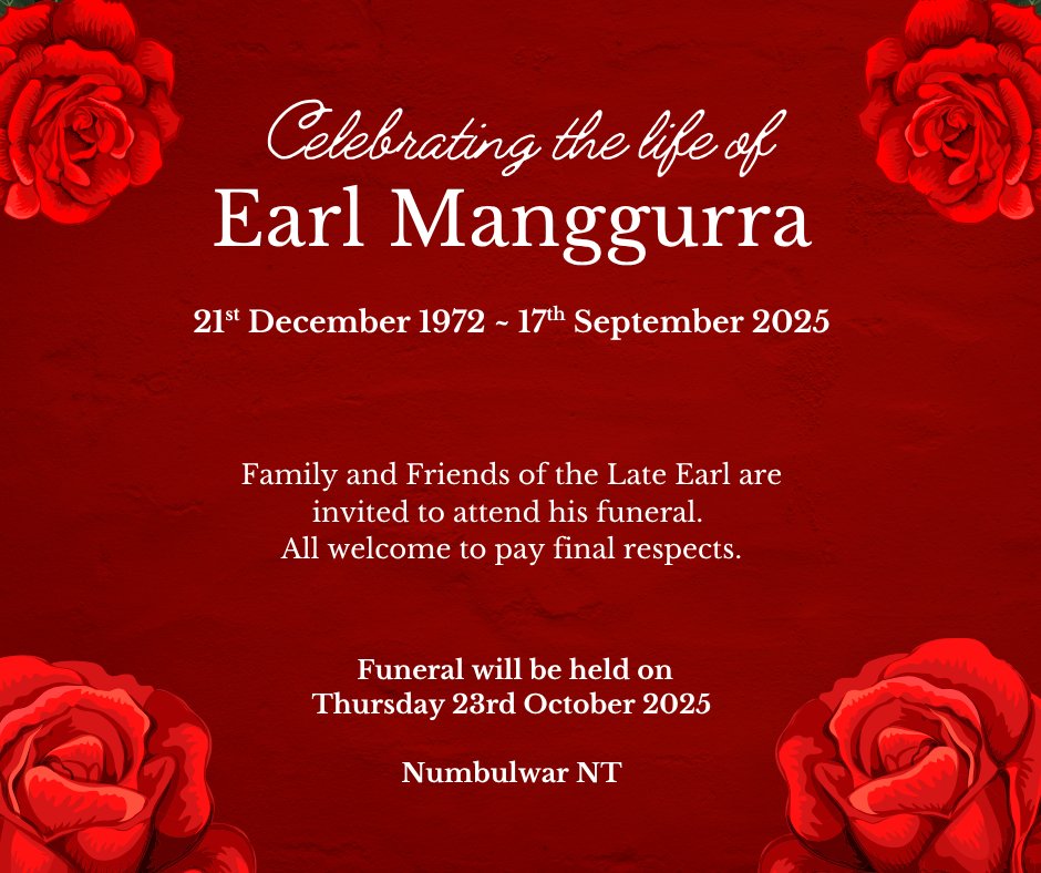 Earl Manggurra Funeral Notice Photo