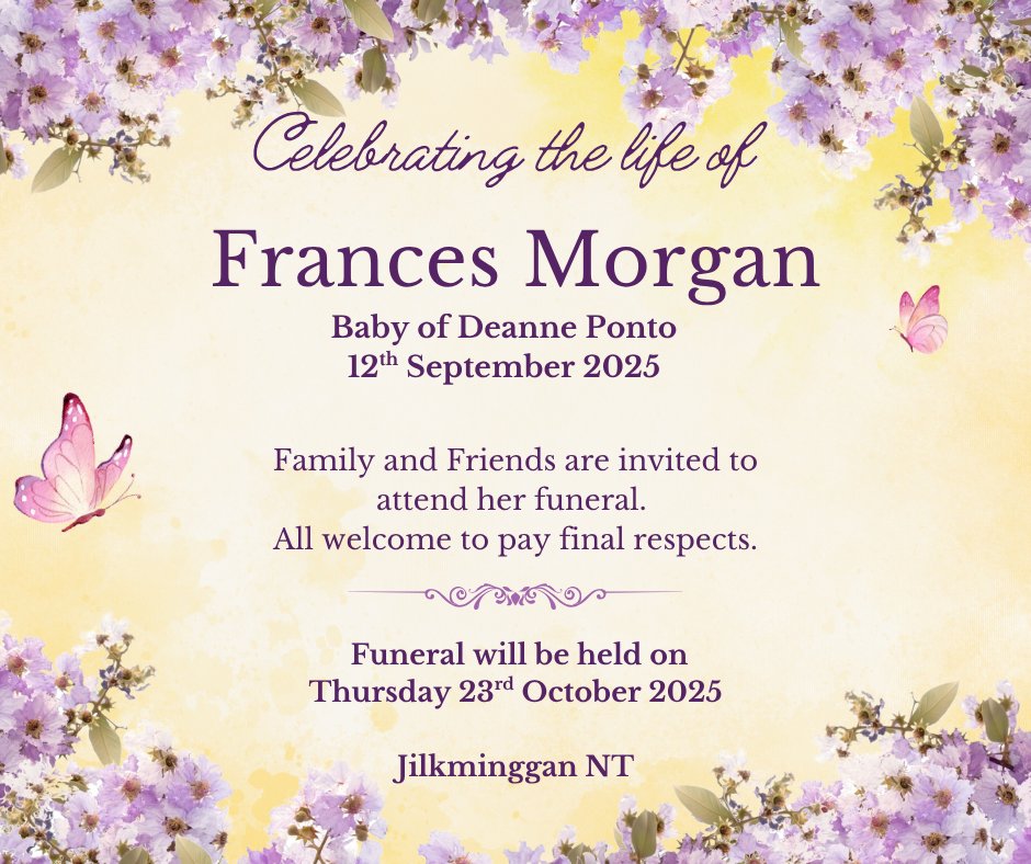 Frances Morgan Funeral Notice Photo