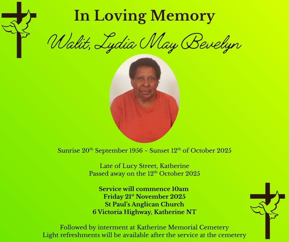 Lydia Walit Funeral Notice Photo