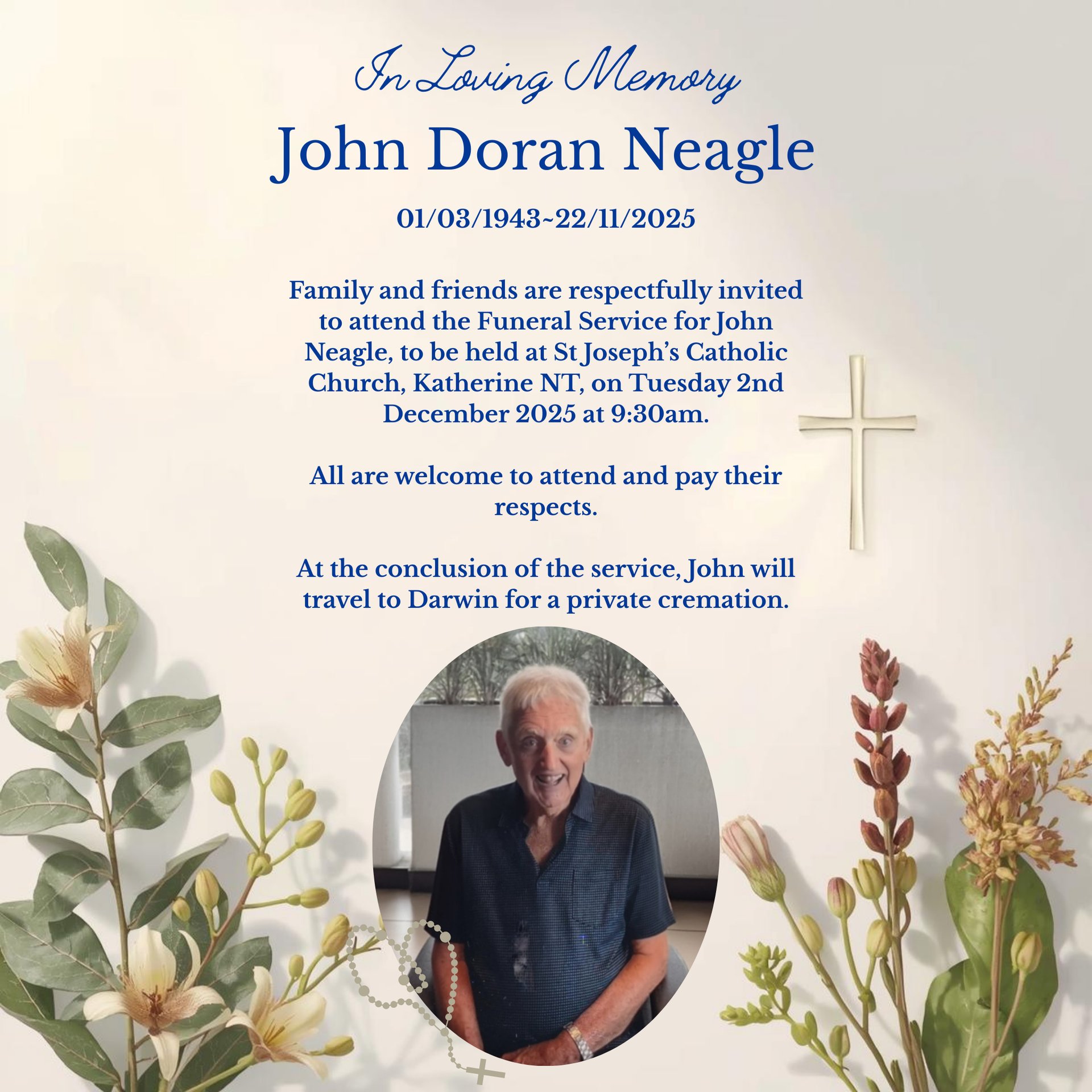 John Doran Neagle Funeral Notice Photo