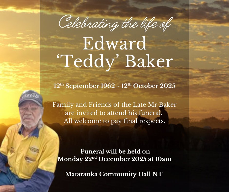 Edward 'Teddy' Baker Funeral Notice Photo
