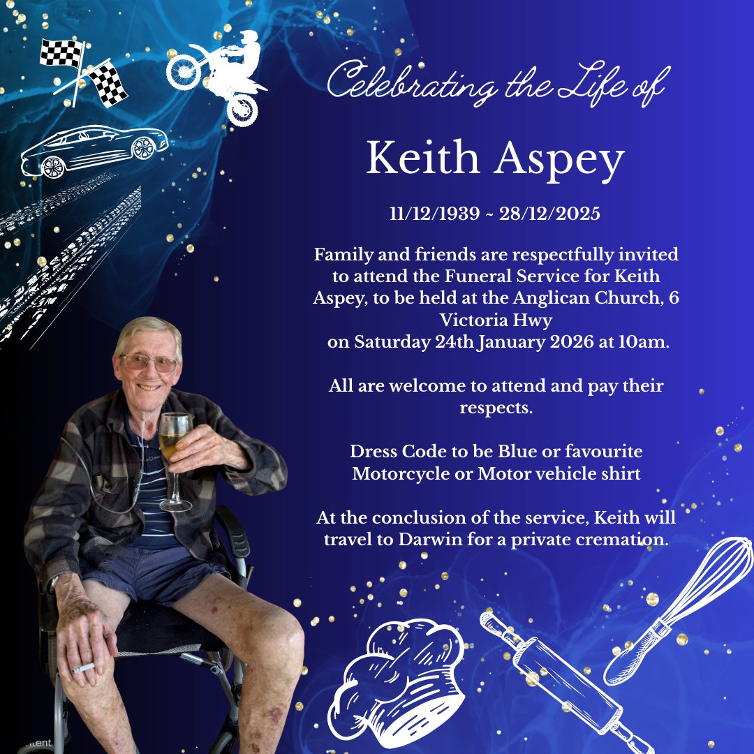 Keith Aspey Funeral Notice Photo