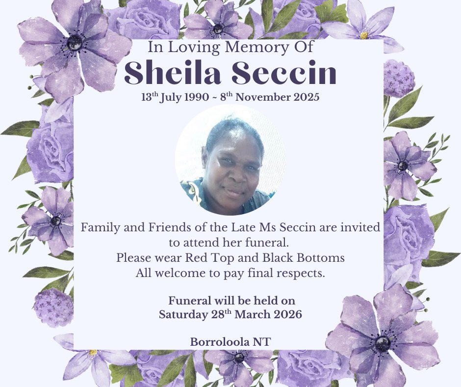 Sheila Seccin Funeral Notice Photo