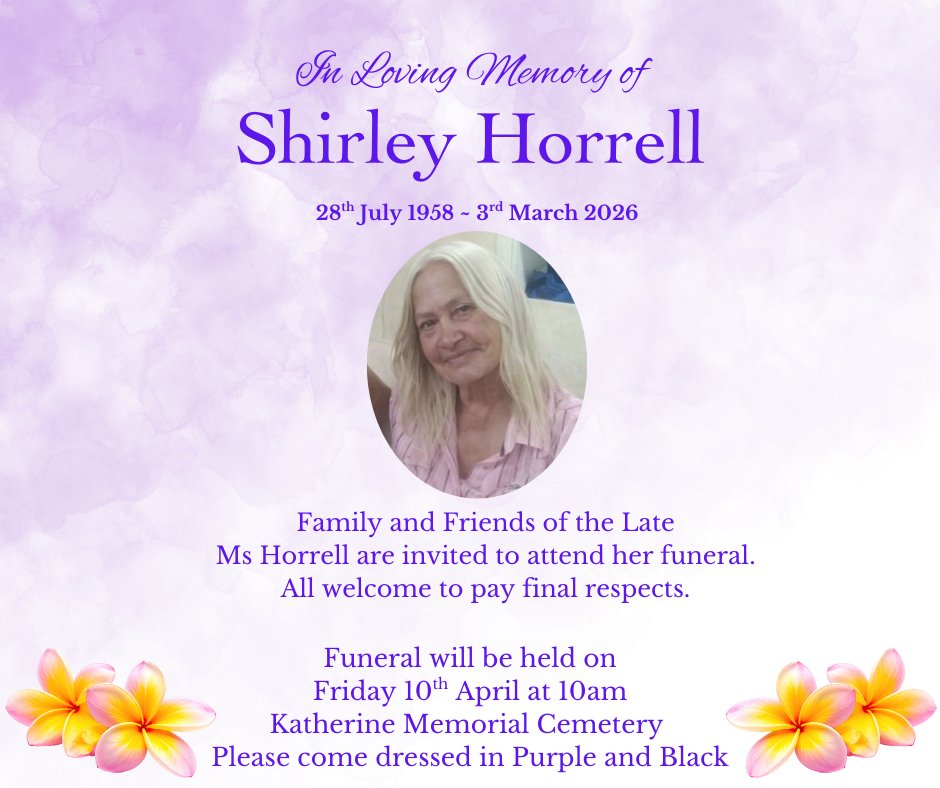 Shirley Horrell Funeral Notice Photo