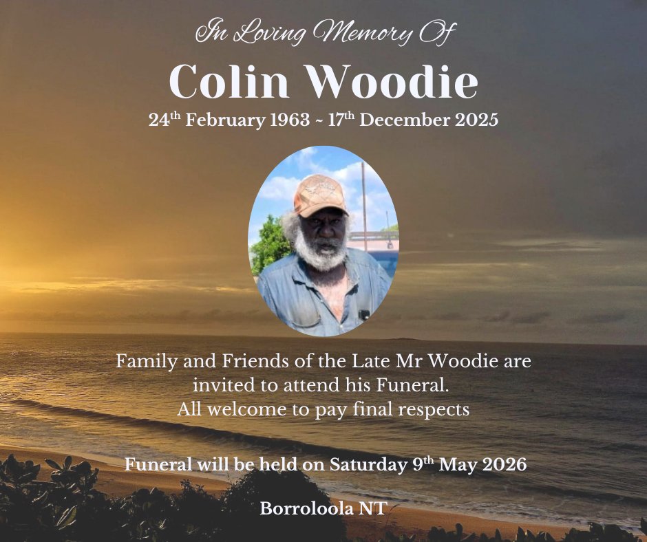 Colin Woodie Funeral Notice Photo