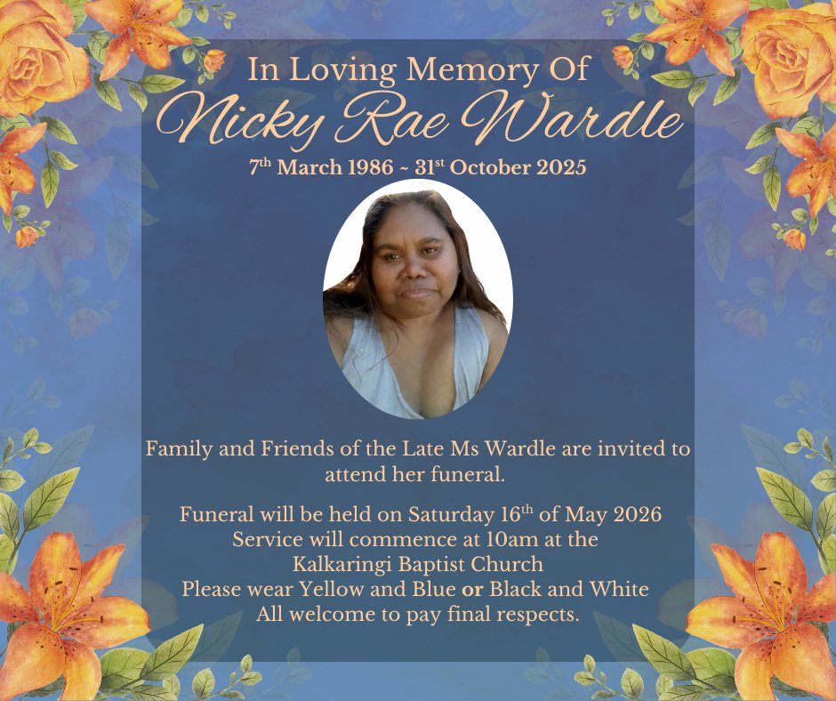 Nicky Rae Wardle Funeral Notice Photo