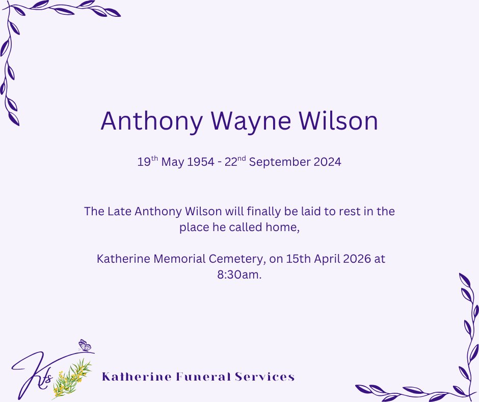 Anthony Wayne Wilson Funeral Notice Photo