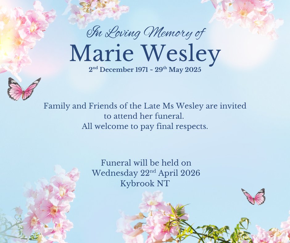 Marie Wesley Funeral Notice Photo