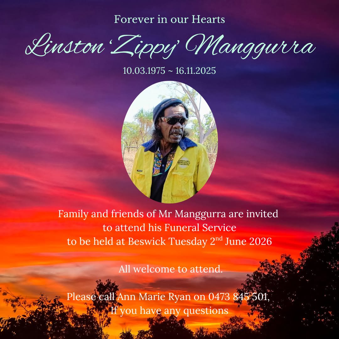 Linston 'Zippy' Manggurra Funeral Notice Photo