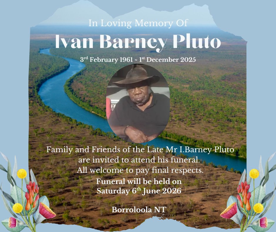 Ivan Barney Pluto Funeral Notice Photo
