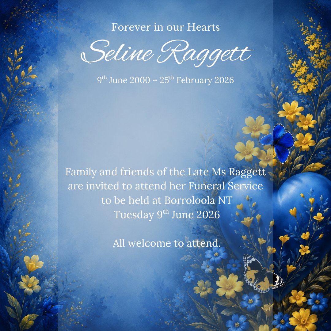 Seline Raggett Funeral Notice Photo