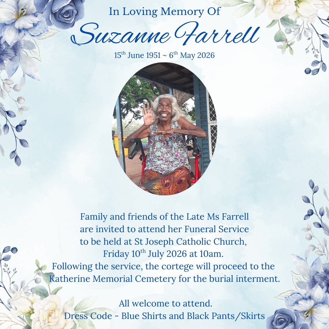Suzanne Farrell Funeral Notice Photo