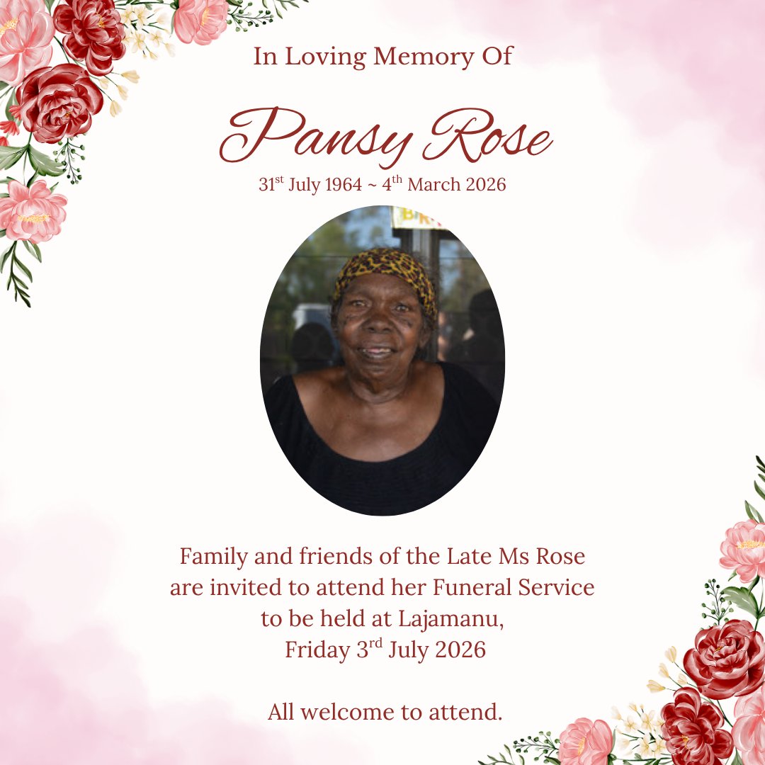 Pansy Rose Funeral Notice Photo