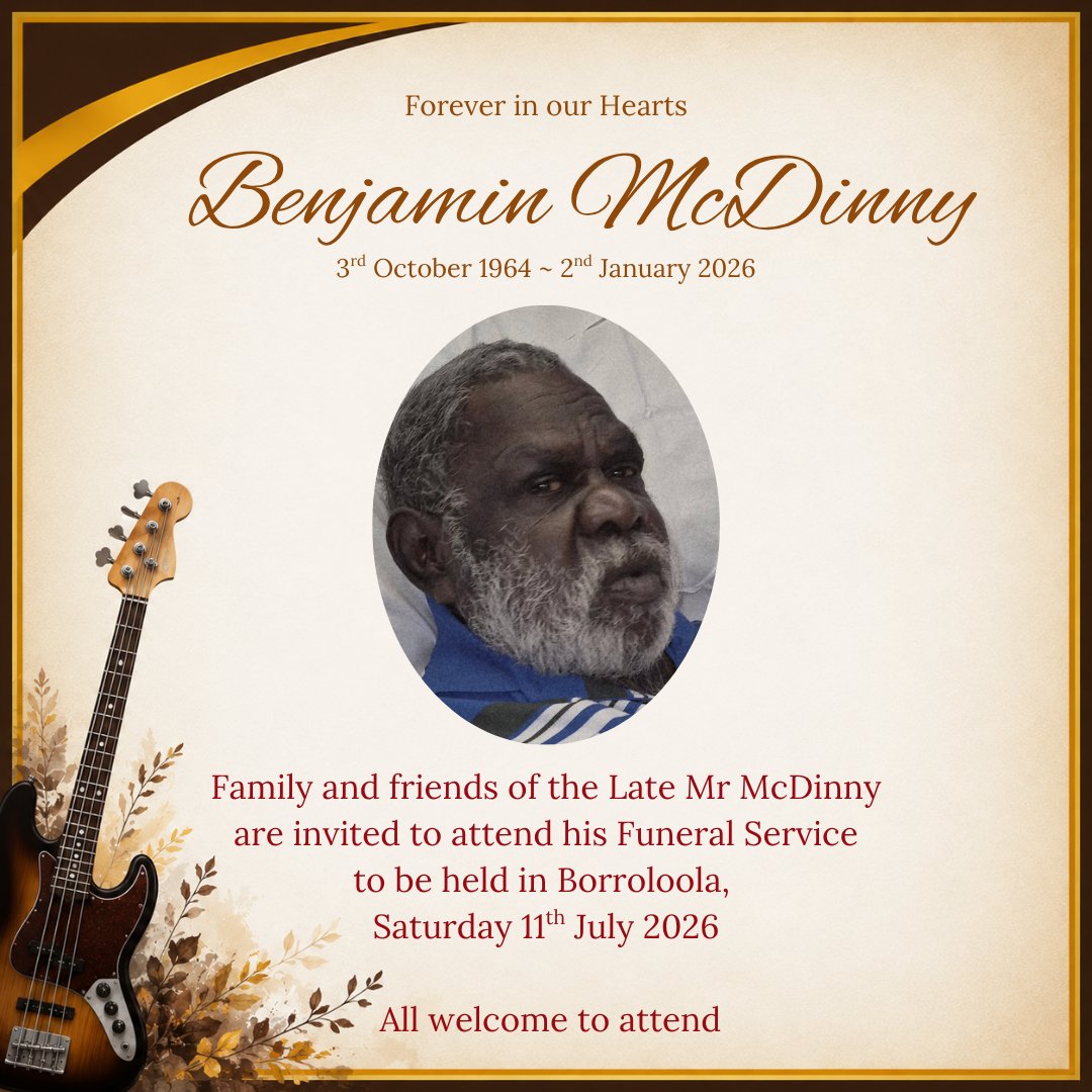 Benjamin McDinny Funeral Notice Photo