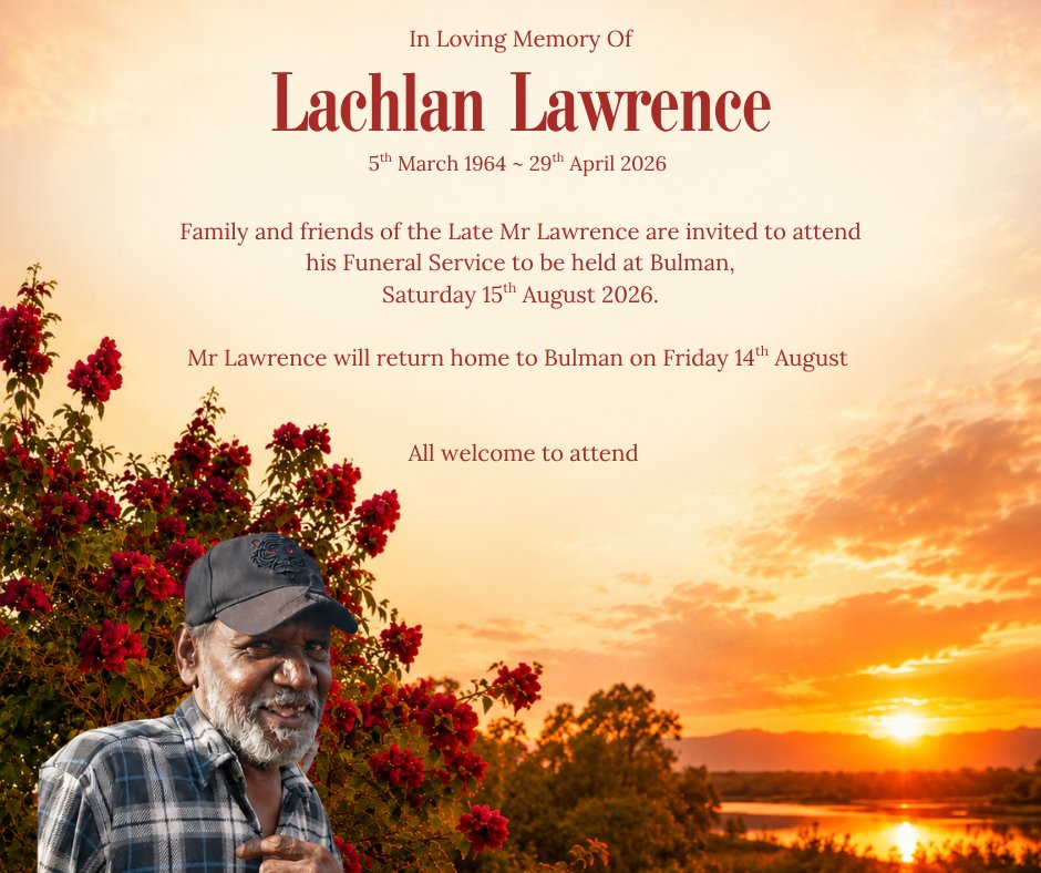 Lachlan Lawrence Funeral Notice Photo