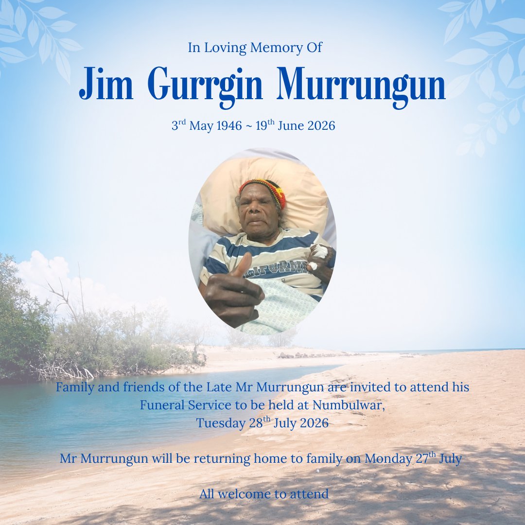 Jim Gurrgin Murrungun Funeral Notice Photo