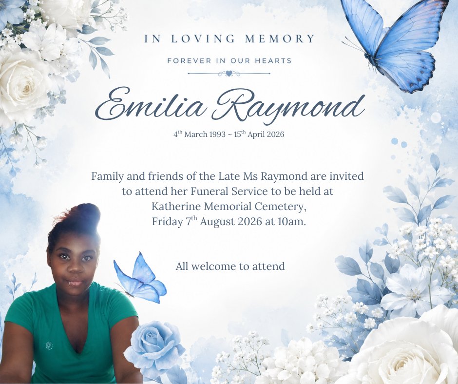 Emilia Raymond Funeral Notice Photo