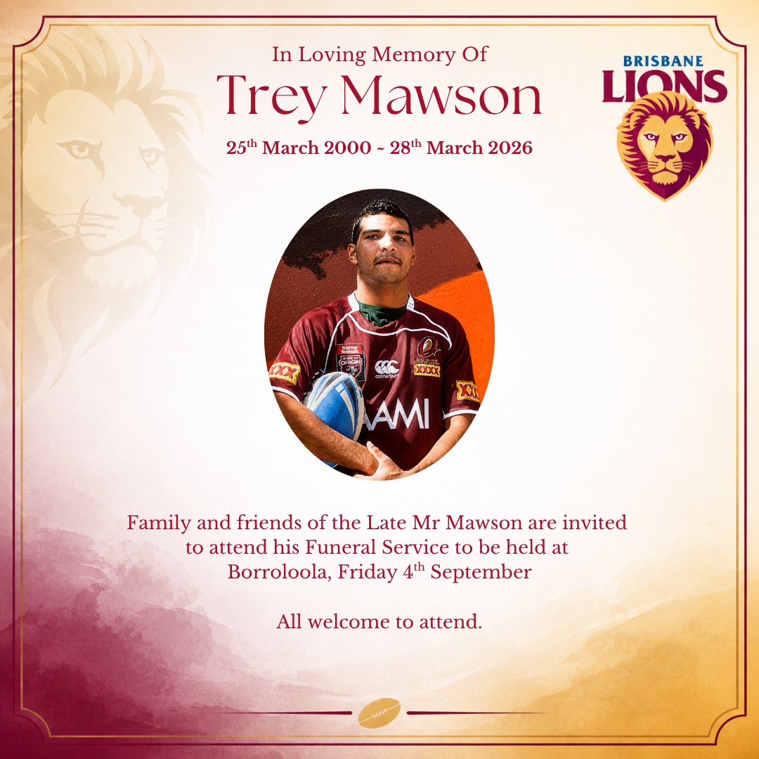 Trey Mawson Funeral Notice Photo