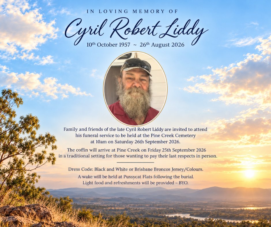 Cyril Robert Liddy Funeral Notice Photo