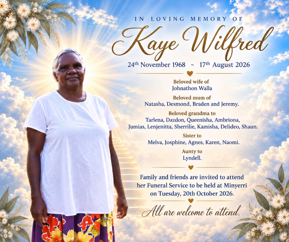 Kaye Wilfred Funeral Notice Photo