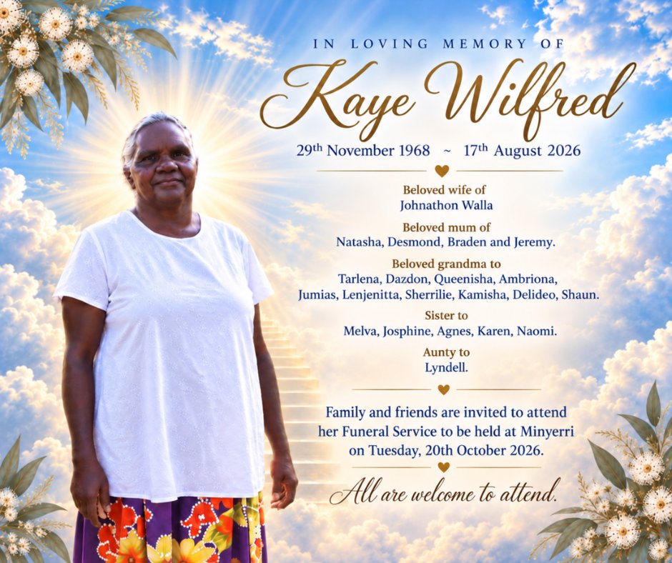 Kaye Wilfred Funeral Notice Photo