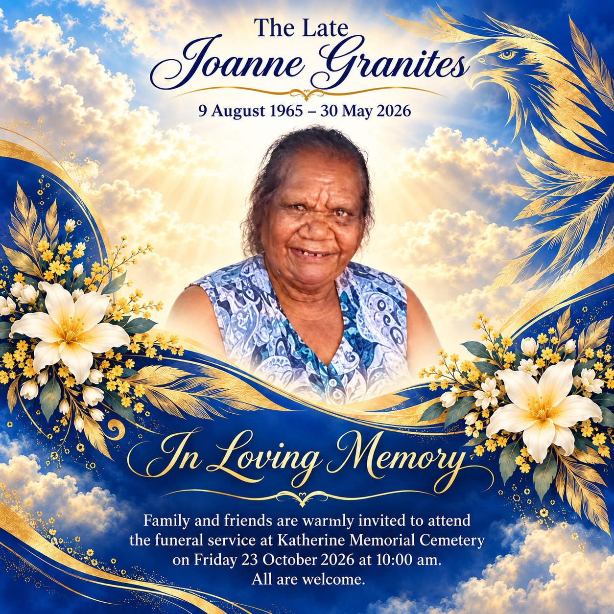 Joanne Granites Funeral Notice Photo