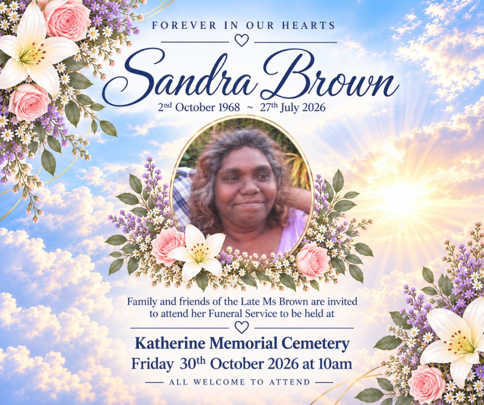 Sandra Brown Funeral Notice Photo