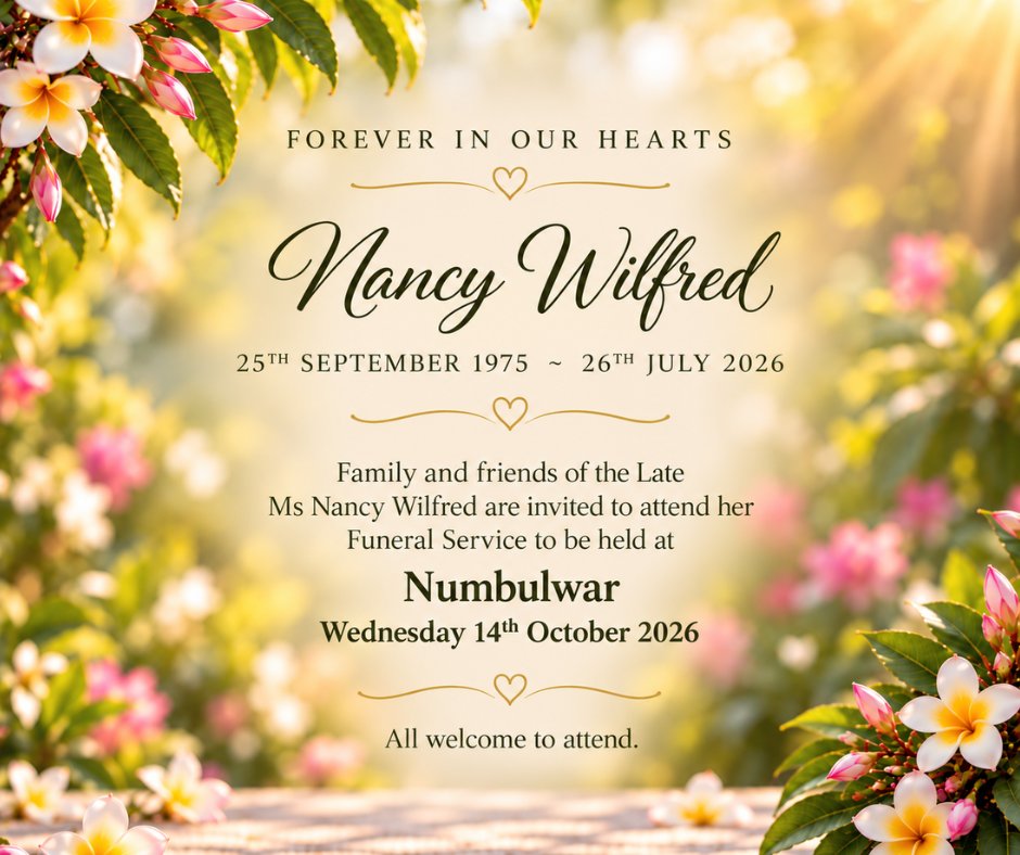 Nancy Wilfred Funeral Notice Photo