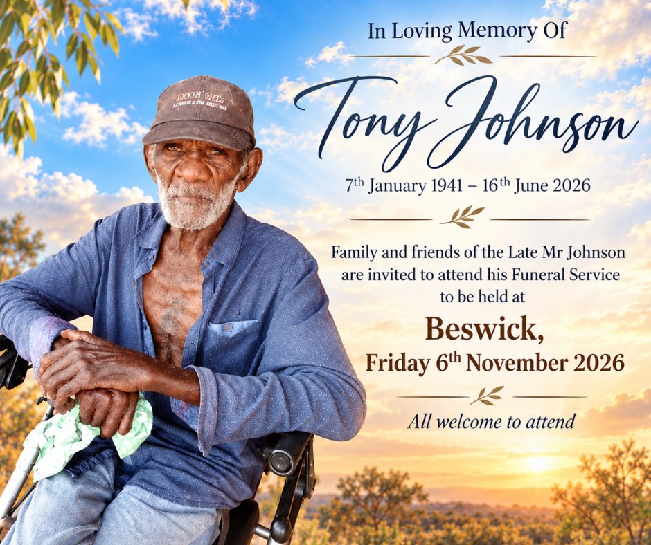 Tony Johnson Funeral Notice Photo
